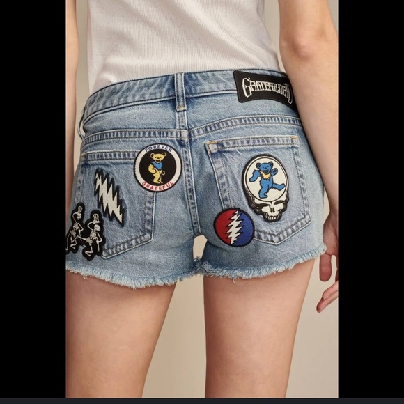 Lucky Brand Grateful Dead Low Rise Cut Off Denim Shorts - Picture 1 of 15